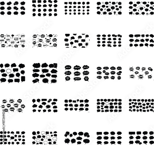 Huge collection of various shaped speech bubbles, comic sound effects, conversation balloons, and dialog clouds