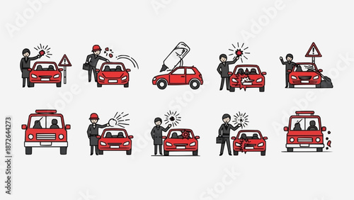Car Maintenance and Repair Icons Set.