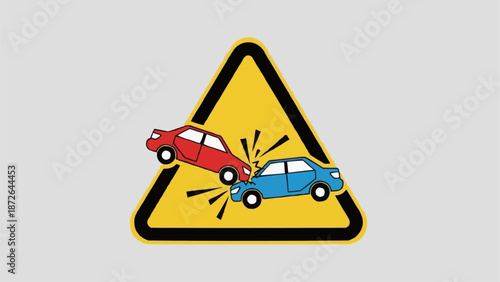 Car accident warning sign illustration.