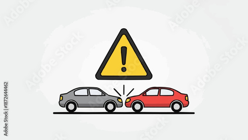 Car accident warning sign illustration.