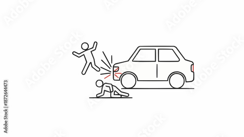 Car accident with pedestrian impact illustration.