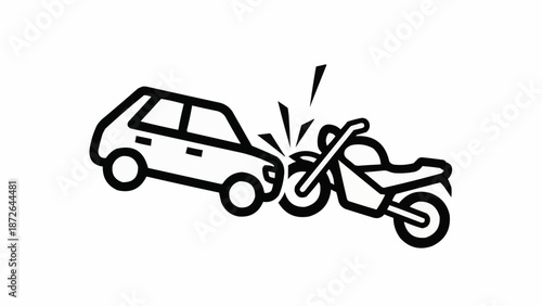 Car and motorcycle collision accident illustration.