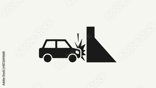 Car crashes into a barrier icon.