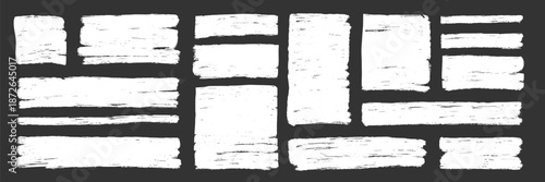 Rough brush stroke rectangle shape frame set. Square, rectangular border for text, abstract paint background. Brush paint stroke texture grunge rough shape frames. Vector illustration