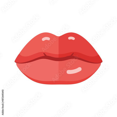 Illustration of Red Lips with Shiny Finish