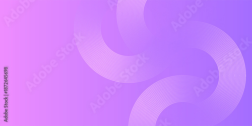 Abstract white circle lines on pink and purple gradient background. Geometric stripe line art design for poster, brochure, cover, website, header, web banner, presentation, bussiness, presentation