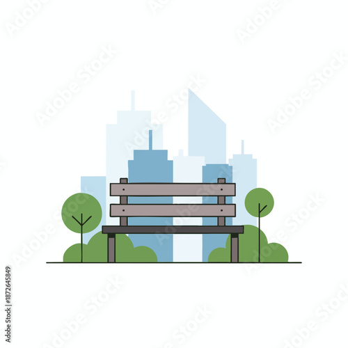 City Park Bench Illustration