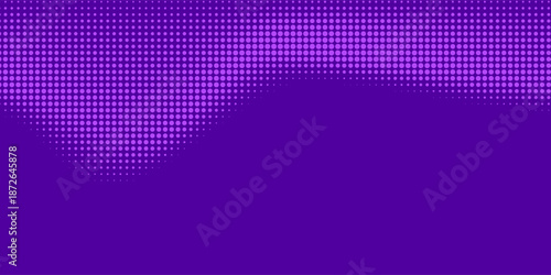 Abstract purple halftone pattern. Retro comic dark purple gradient background.