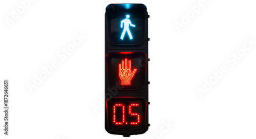 Pedestrian Safety at City Intersection, Traffic Light Display, Urban Environment, Close-up View, Safety Awareness