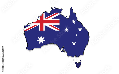 Australia Map Vector With National Flag Illustration