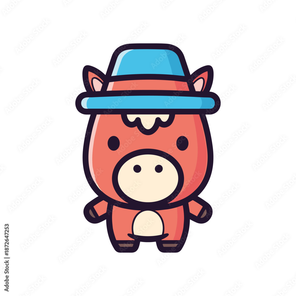 Fototapeta premium Cowboy Cow Cartoon Character Illustration