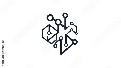 Abstract geometric circuit board design with interconnected nodes.