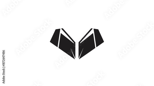 Abstract Geometric Shape Resembling Open Book or Wings.