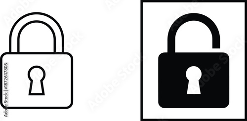 Set of locked and unlocked padlock icons vector illustration for security access privacy login and data protection interface.