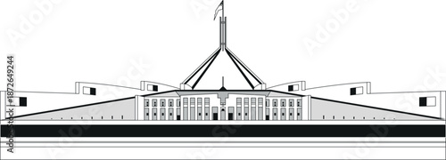 Canberra, Australia's national parliament building is a graceful and deeply symbolic piece of architecture. CANBERRA, AUSTRALIA  federal parliament house at Canberra in the act, Australia