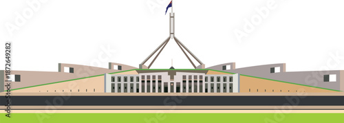 Canberra, Australia's national parliament building is a graceful and deeply symbolic piece of architecture. CANBERRA, AUSTRALIA  federal parliament house at Canberra in the act, Australia