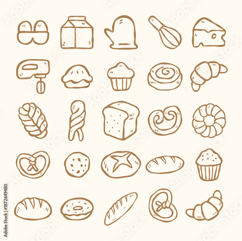 bread pastry hand drawn illustration