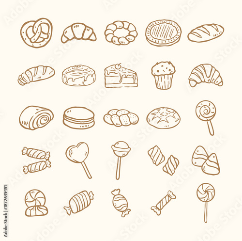 bread pastry hand drawn illustration