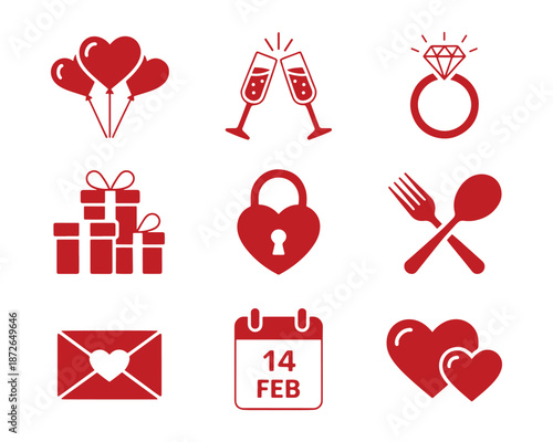 Valentines day icons elements set vector