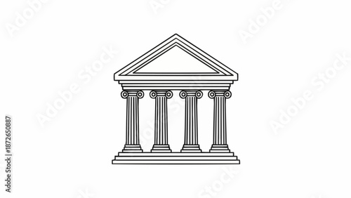 Classical Greek Temple Architecture with Columns and Pediment.