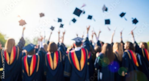 Background of a group of graduate student throwing graduate cap in the air