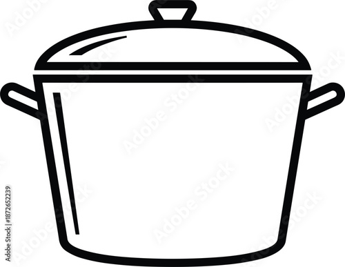 Vector illustration of a cooking pot with lid icon for kitchenware culinary recipes home cooking and restaurant menus.