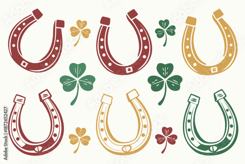 Fortune Horseshoe Silhouette bundle  Vector Icon Isolated on White