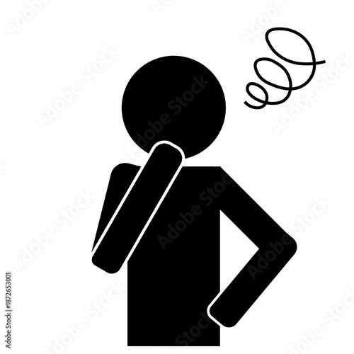 頭痛やめまいで困る人のモノクロピクトグラムアイコン
Headache and dizziness pictogram icon