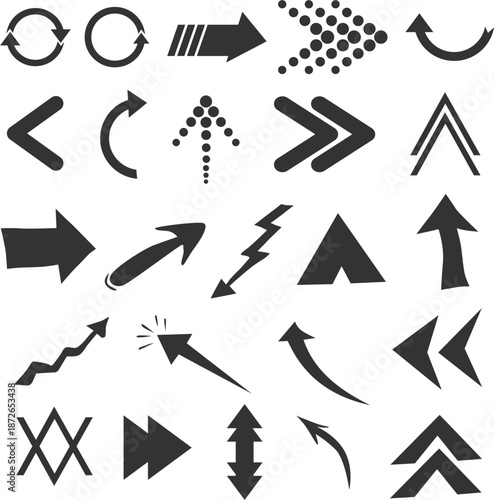 Simple Flat Style Various Arrow Collection Direction Sign Element