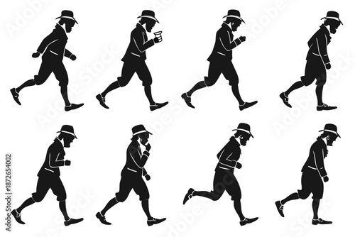 Irish Leprechaun Walking Silhouette bundle  Vector Icon for St. Patrick’s Day