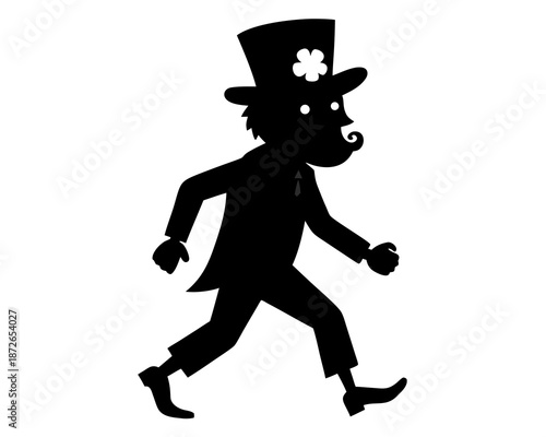 Irish Leprechaun Walking Silhouette Vector Icon for St. Patrick’s Day