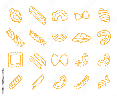 macaroni pasta hand drawn illustration