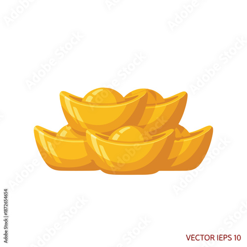 A digital illustration of a pile of gold ingots with shiny surfaces, presented on a white background with a warm color tone. Perfect for finance, business, and investment materials.