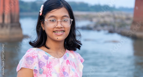 Indian teenager child smiling