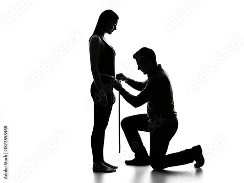 Man proposing with ring box in romantic gesture to woman