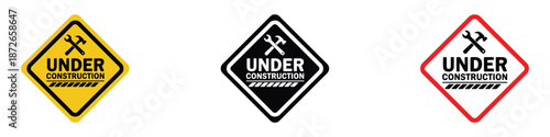 Under construction road sign icon vector. site maintenance, undergoing development symbol. vector illustration.