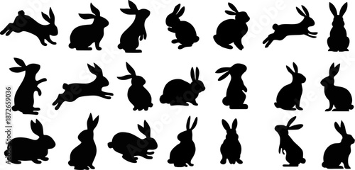 Large Collection Of Wild Rabbit And Bunny Silhouettes