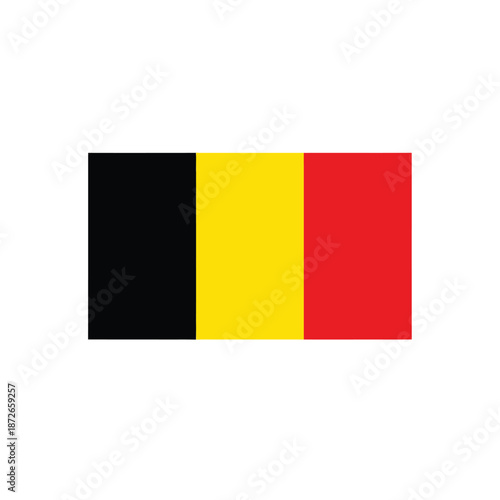 The national flag of Belgium featuring vertical bands of black yellow and red