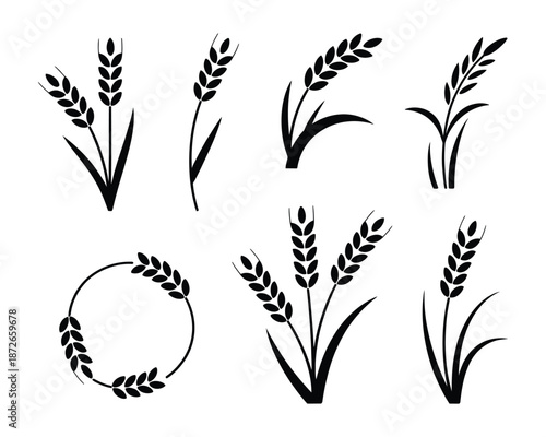 Bakery Wheat Ears Icon Logo, golden wheat symbol for bakery signage