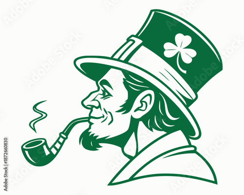 Traditional Leprechaun Pipe Silhouette Vector Symbol Isolated on White