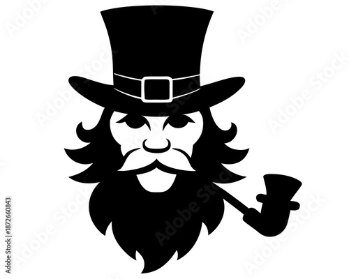 Leprechaun pipe silhouette vector illustration isolated on white background