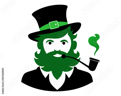 Leprechaun pipe silhouette vector illustration isolated on white background