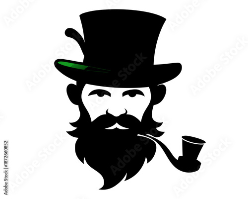 silhouette of a Leprechaun pipe vector illustration isolated on white background