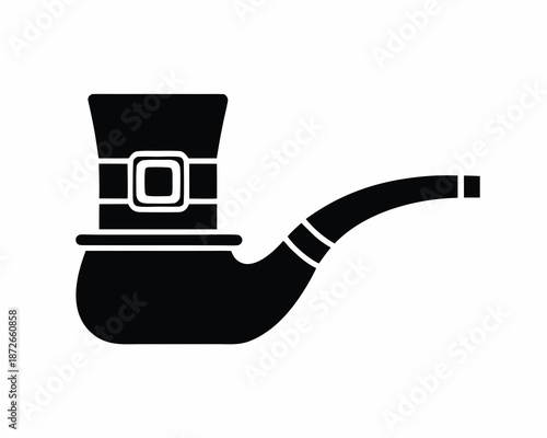 silhouette of a Leprechaun pipe vector illustration isolated on white background