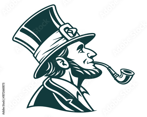 Leprechaun pipe silhouette vector illustration isolated on white background