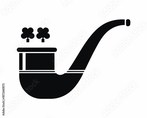 silhouette of a Leprechaun pipe vector illustration isolated on white background