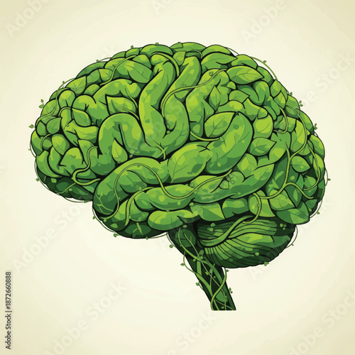 Green brain made of vegetables healthy.