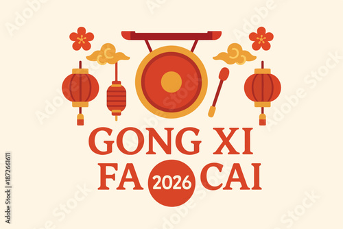 vector greeting Gong Xi Fa Cai Chinese New Year 2026 0010