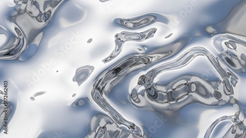 Abstract Metallic Swirls Reflecting Light in a Fluid Motion.