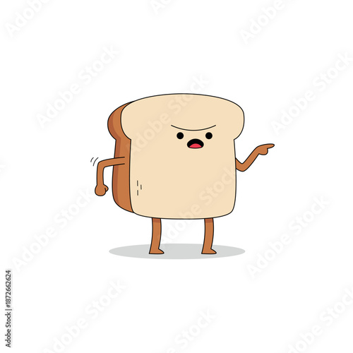 Cute bread slice cartoon character angry yelling doodle